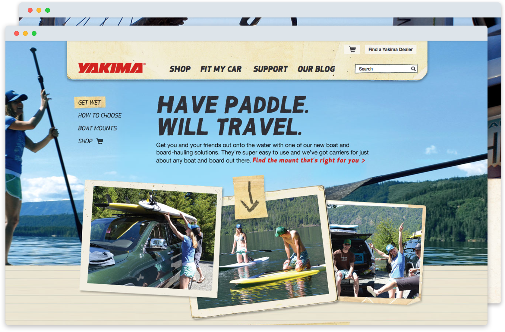 Screenshot of Yakima's boat-mount product page.