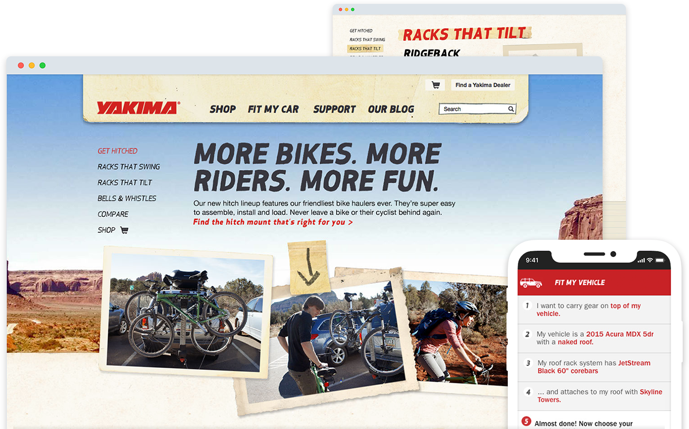 Screenshot of Yakima Hitch microsite